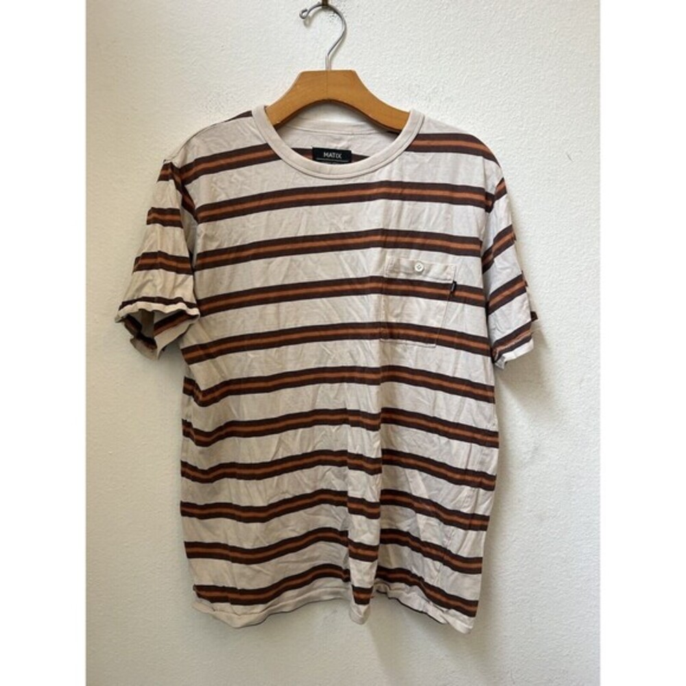 MATIX MENS BEIGE STRIPED SHIRT SIZE M (L12)